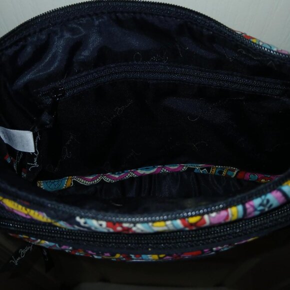 Vera Bradley black and multi-colored paisley quilted crossbody bag wallet pocket - Picture 5 of 8